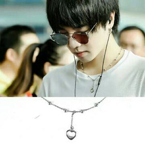 钛钢项链 华晨宇同款珠链爱心项链 不锈钢锁骨链男女项链