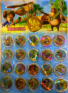 熊出没大号纸卡圆卡闪卡片玩牌儿童玩具怀旧特大100张画战斗币