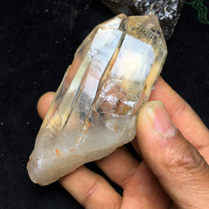 天然白水晶柱幽灵水晶双生灵伴骨干水晶原石摆件时光隧道水晶