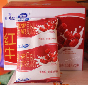 包邮 云南特产 雪兰纯牛奶 昆明新希望红枣牛奶 整件250ml*12袋