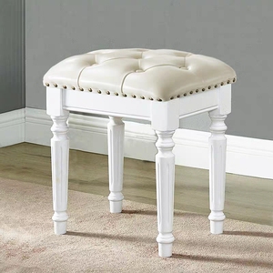 美式化妆凳梳妆台凳子美甲凳方凳欧式时尚现代简约卧室白色公主凳