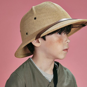 新款儿童防撞钢盔帽 手工编制 53-55cm 小尺寸圆顶帽 越南帽 草帽