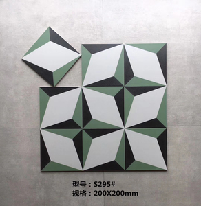 绿色几何小花砖200x200立体拼花瓷砖厨房卫生间墙砖地砖防滑瓷砖