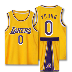 篮球服上衣男单件湖人紫金尼克杨0球衣背心套装团队比赛队服定制