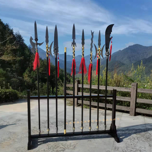 古代兵器卜字铁戟三戈戟岳山三头长戈斧钺钩叉武器金属模型动漫宝盒