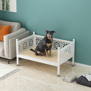 可拆洗狗床中型大型犬铁艺狗窝金毛泰迪铁床实木冬季保暖宠物垫子