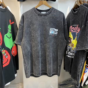 astroworld表情笑脸手掌骨架复古街头潮流纯棉短袖tee情侣男女装