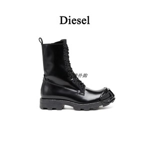 代购Diesel迪赛新款皮革系带马丁靴厚底乐福鞋中筒时装靴皮鞋男鞋
