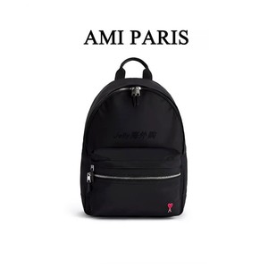 海外代购Ami Paris 男女同款尼龙金属拉链双肩包休闲手拎包爱心款