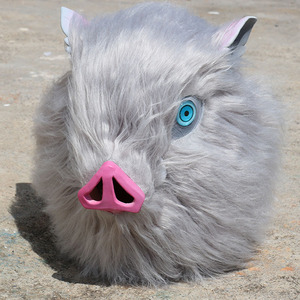 日漫毛发鬼灭之刃面具万圣节整蛊鬼脸嘴平伊之助头套直播搞怪道具