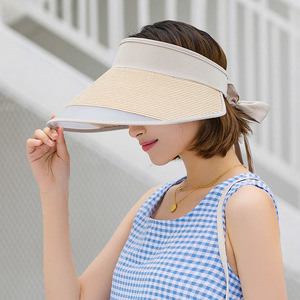 遮阳帽女夏季新款防晒防紫外线大沿空顶帽户外骑车遮脸加长太阳帽