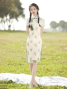 包邮原创设计师萧萍萍传统改良新中式旗袍民族风复古民国风连衣裙