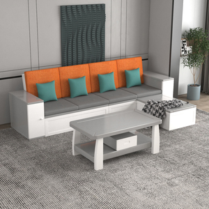 抽屉式全实木沙发组合现代中式客厅储物小户型贵妃转角科技布家具