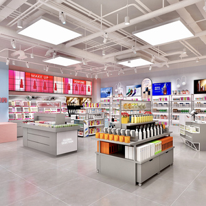 化妆品展示柜中岛柜台护肤产品货架简约现代面膜彩妆架美容院柜子