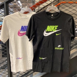 正品nike耐克swoosh男女双勾字母圆领运动休闲宽松短袖t恤db5866