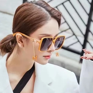 h爱马仕方框时尚太阳镜女带链街拍偏光近视墨镜防紫外线个性装饰