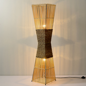 复古竹编落地灯客厅沙发边立灯北欧设计师卧室创意竹艺日式立式灯