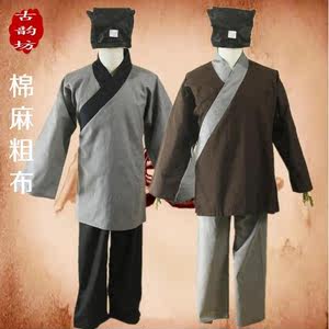 出租古装粗布汉服男古代穷书生书童服许仙董永布衣家丁管家演出服