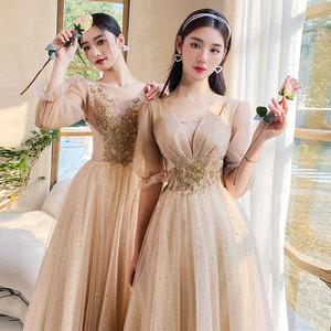 婚礼伴娘服2022新款春季小众高级姐妹团礼服裙女长款显瘦平时可穿