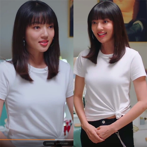 以家人之名何瑞贤唐灿同款白色t恤纯棉简约百搭清新上衣服新款女