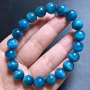 猫眼天然冰种磷灰石水晶手链蓝磷灰手串蓝色水晶蓝晶色饰品礼物女