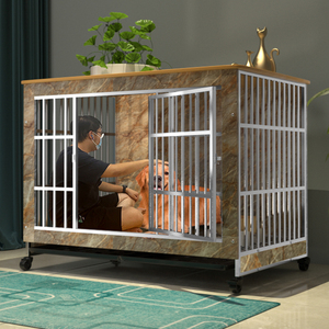 不锈钢狗笼 子大型中型犬折叠金毛大号带厕所室内加粗拉布拉多