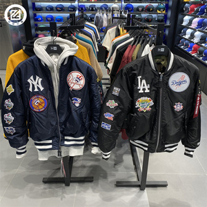 韩国代购new era纽亦华联名款正反双穿情侣棒球服mlb休闲大标棉服