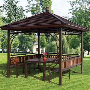凉亭户外庭院实木别墅小木屋小房子六角花园棚防腐木乡村组装亭子