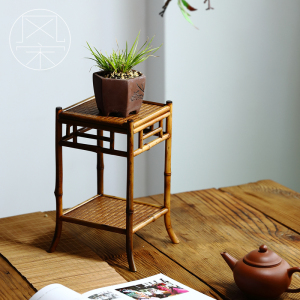 风宋 | 梅鹿竹小花几 茶具收纳展示茶台案几兰花盆景架竹孤山花架