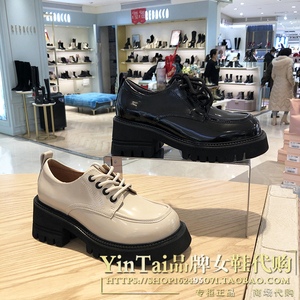 专柜正品basto百思图女鞋2022年春季厚底德比鞋乐福鞋女单鞋wyc01