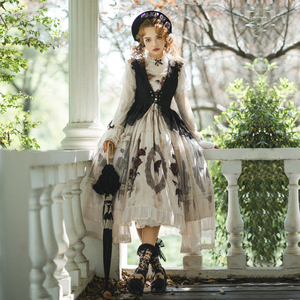 原创玫瑰标本lolita优雅宫廷洋装OP仙甜美礼服公主长袖日常连衣裙