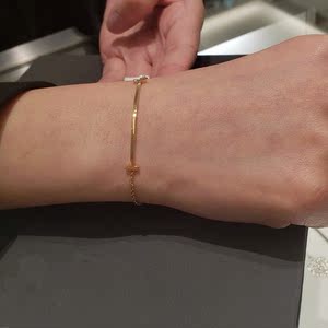 tiffany/蒂芙尼 18k玫瑰金 笑脸手链女微笑黄金无钻小号mini满钻