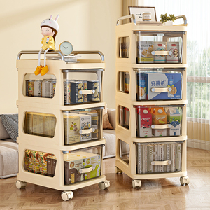 零食收纳柜小推车置物架抽屉式落地储物箱婴儿用品玩具架子可移动