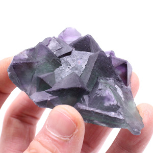 一物一图天然紫绿萤石原石标本矿物石头摆件晶簇星光骨干