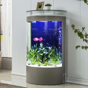玻璃鱼缸客厅中大型落地家用水族箱生态立式圆柱半圆一键换水鱼缸