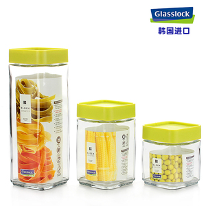 glasslock进口面条玻璃储物罐积木式储存罐大容量带盖瓶子密封罐