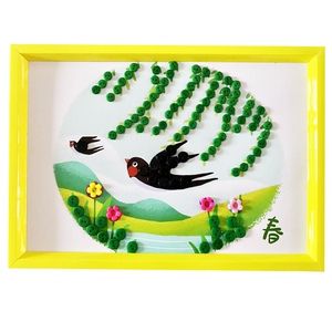 春天主题手工画儿童创意粘贴画幼儿园小朋友diy相框纽扣画材料包
