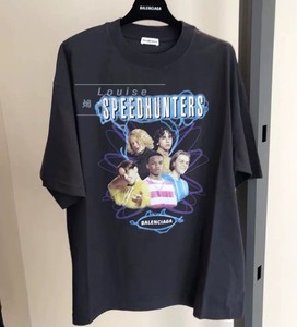 balenciaga巴黎世家乐队人像闪电深灰色短袖男t恤女情侣正品代购