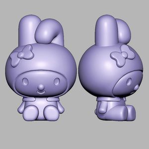 卡通兔子圆雕图图纸三维立体图雕刻机stl文件3d打印模型素材002