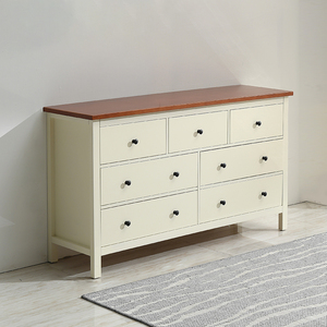 实木八斗柜简约北欧客厅卧室高款电视柜储物抽屉柜美式斗柜白色