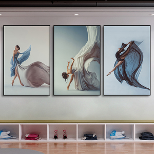 舞者舞蹈挂画艺术培训中心拉丁舞客厅装饰画教室走廊芭蕾舞壁画