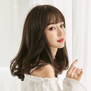 假发女中长发自然蓬松短发空气刘海全头逼真假发套网红微卷梨花头