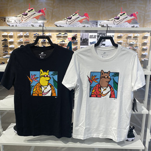 nike/耐克男t恤夏季宽松情侣短袖女柴犬印花休闲运动圆领上衣半袖