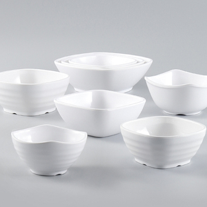 密胺白色四方碗塑料餐厅小碗汤碗饭店快餐米饭碗商用火锅调料小碗