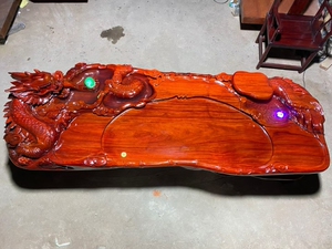 根雕茶台红花梨流水茶几根雕整体茶台实木茶桌收藏级精品家居茶几