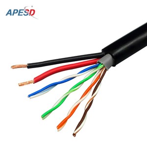 APESD综合线网线带电源室外千兆4/8芯室外阻水双绞监控网络一体线