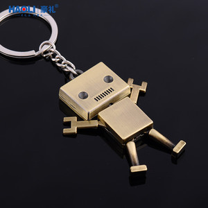 创意金属活动机器人汽车钥匙扣挂件黄铜锁匙扣定制LOGO刻字小礼品