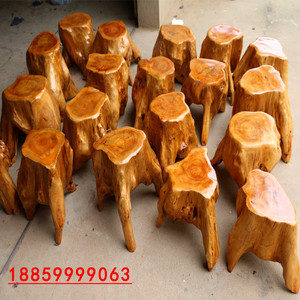 天然原木根雕凳子茶几坐凳花架底座木墩摆件实木树桩木凳树根木桩