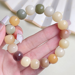 灵月阁多宝糖果白玉菩提根手串菩提子佛珠绕指柔文玩盘玩手链女生