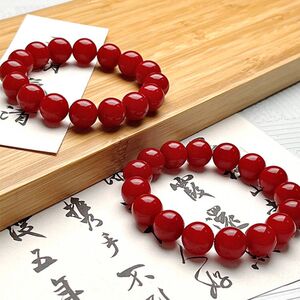 朱砂供红色白玉菩提根手串女生绕指柔佛珠盘玩手持手链冷门文玩男